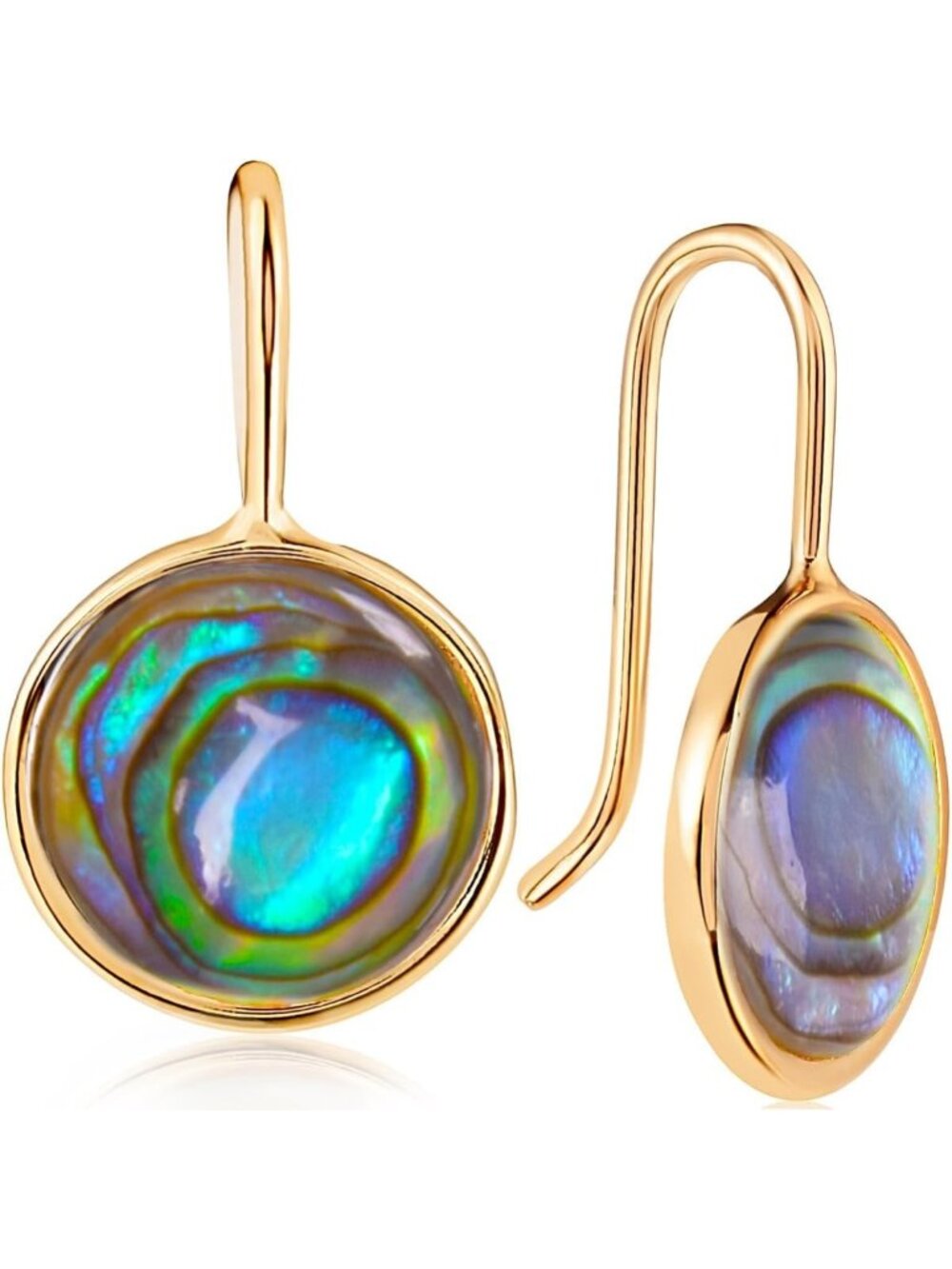 Dainty Abalone Drop Earrings for Women - Elegant Bezel Dangle Jewelry
